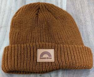 Dutch Bros Coffee Beanie Knit Cuffed Hat Orange Brown One Size Logo Patch